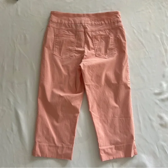 NWT Sz. 14 Large Ruby Road Salmon Coral Pink Capri Pants Rayon Summer Spring - Picture 5 of 5